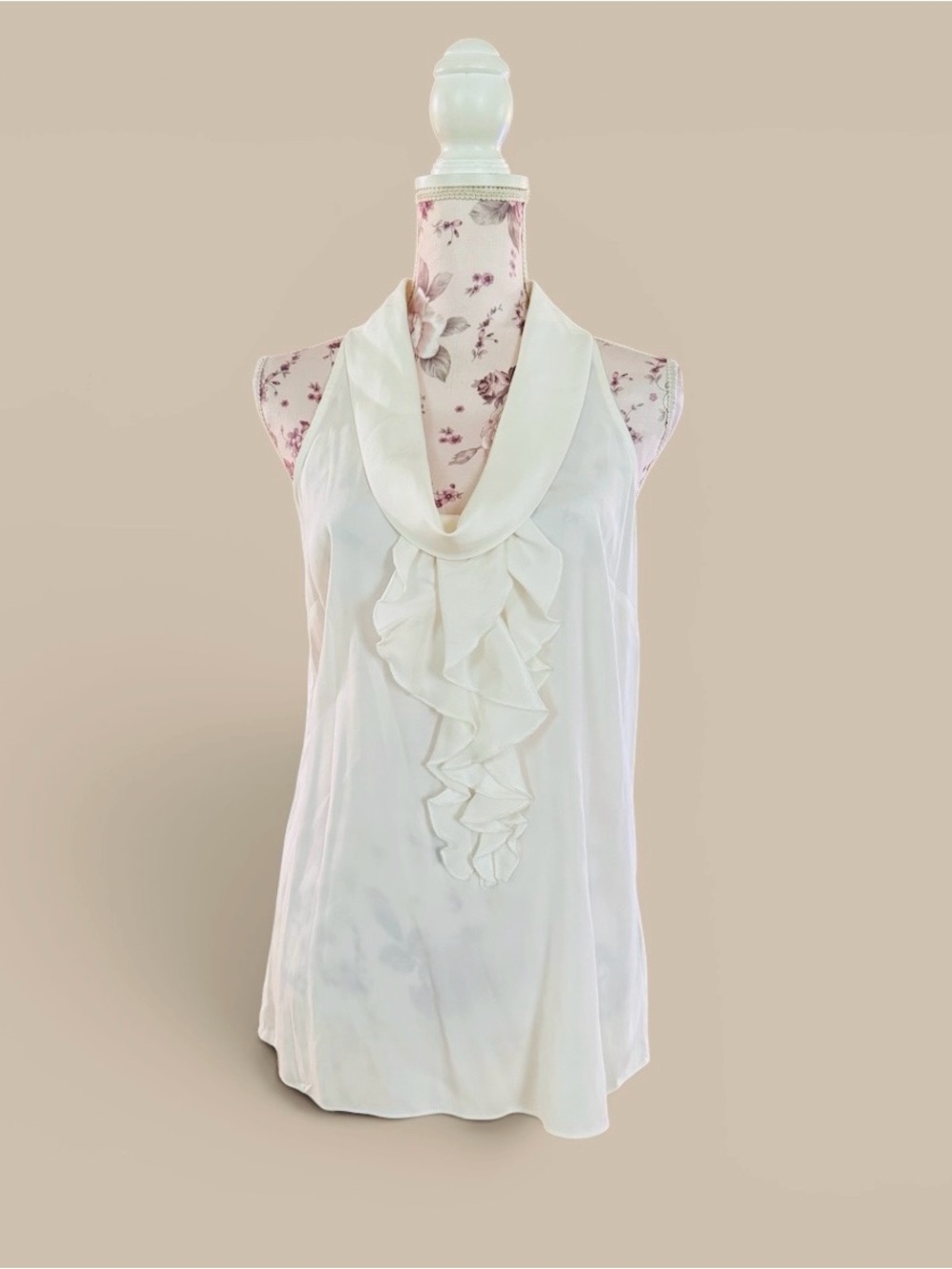White House Black Market Cream Ruffle Halter Blouse